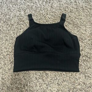 Black Ribbed Women's Swim Top
